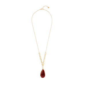 Mint Velvet Gold Tone Red Stone Pendant Necklace
